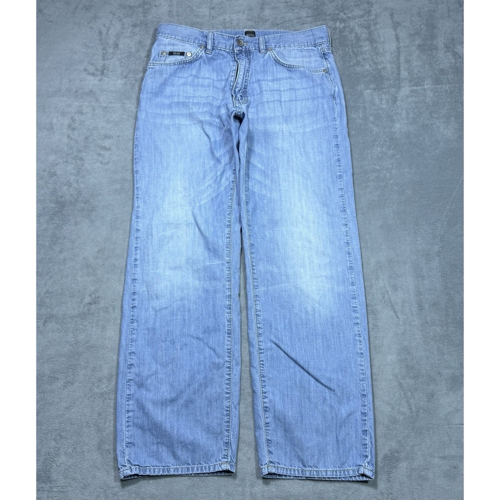 Boss Hugo Boss Jeans Mens 32x30 Regular Fit Straight Leg Light Wash Denim USA